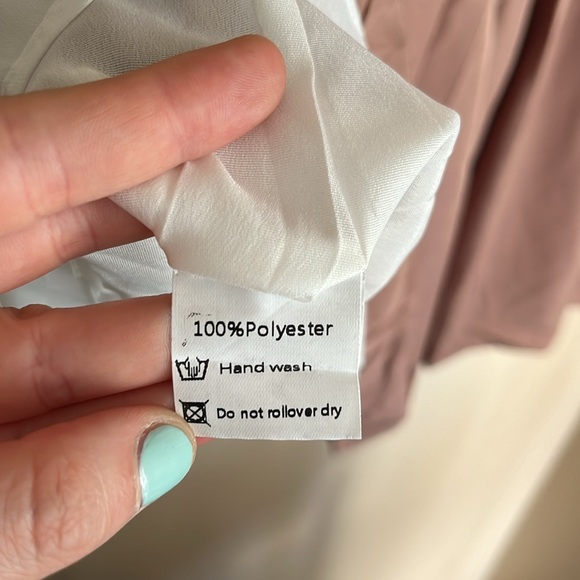 Light brown/tan square neck A-line long sleeve light-weight dress, size L. - Picture 3 of 5